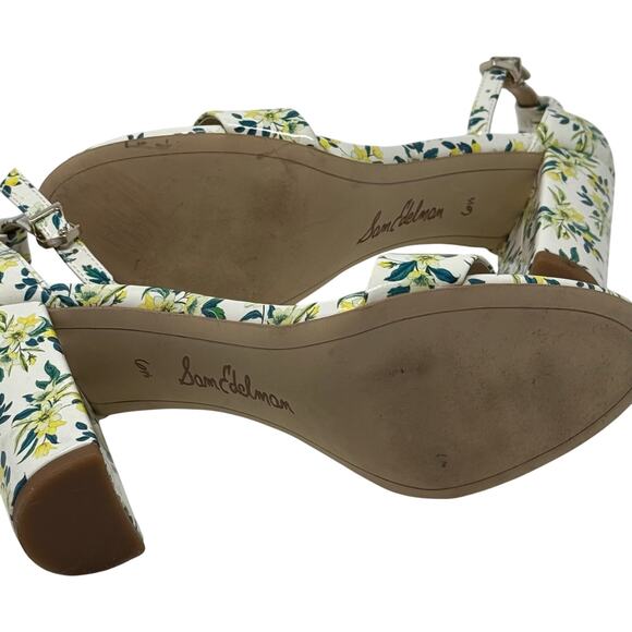 Sam Edelman Yaro Floral Block Heel Sandals Women’s 6.5 Ankle Strap Heels - Picture 6 of 11